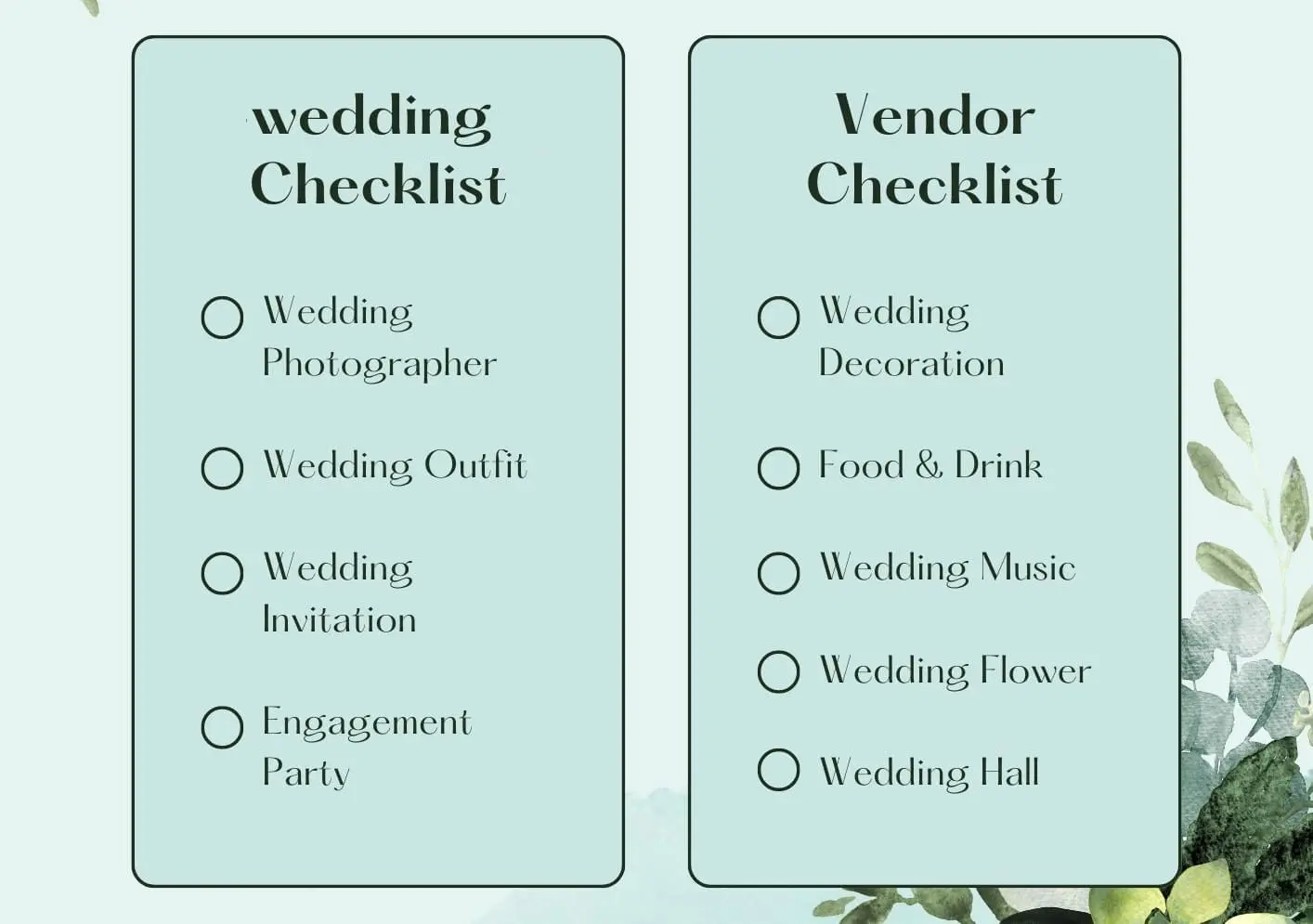 Wedding Budget Checklist